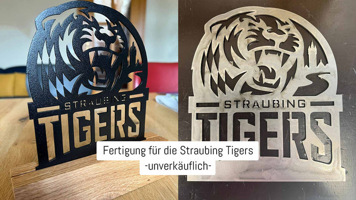Straubing Tigers Aufsteller aus Metall – dekoratives Fan-Element und Sonderanfertigung von Rautendesign